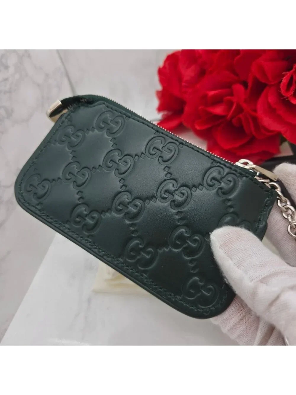Gucci Guccissima Coin Purse Wallet GG Green Leather